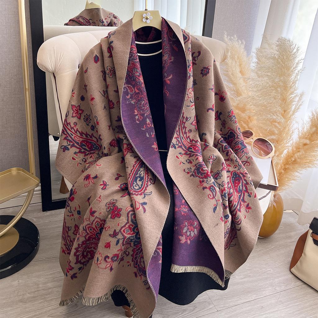 Fashion Cashew Flower Printing Temperament Shawl Women Elegant Light Luxury Appearance Outside with Warm Scarf Scarf