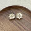 Freshwater Pearl Zircon Flower Stud Earrings - Light Luxury, Cute & Versatile Design for Women