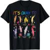 Damen Kurzarm Vintage Casual T-Shirt aus 100% Baumwolle - Alltags-Oberteil mit "It's Okay To Feel All The Feels" Farbige Buntstifte Psychische Gesundheit Grafik