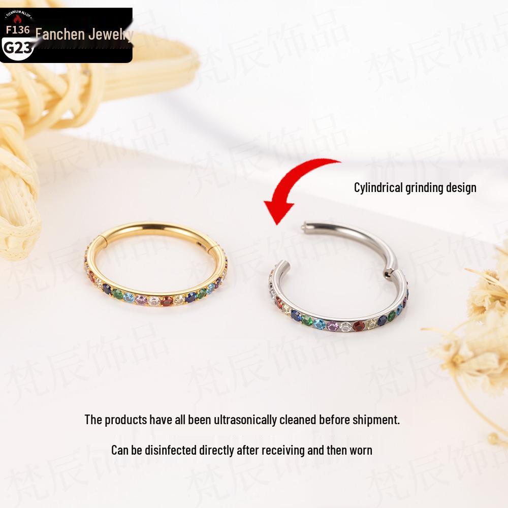 Náušnice z titanové slitiny F136 & Ear Cuff se zirkony Tvrzený kroužek do nosu a rtů G23 Piercing šperky
