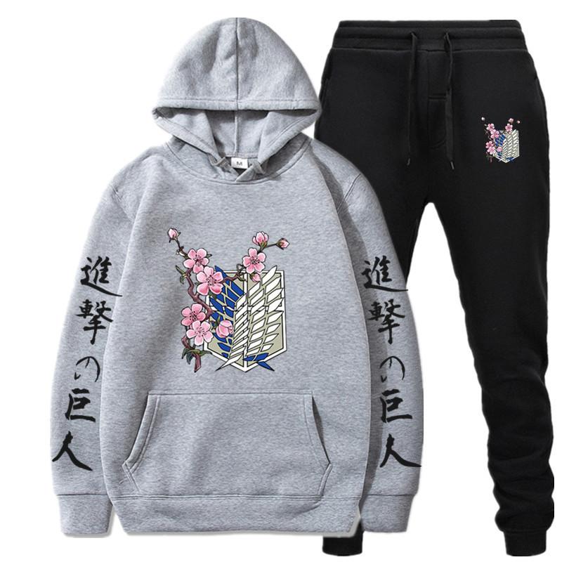 Brand Hoodies Pants Suit Japanese Anime Attack On Titan Sportswear Men Women Streetwear Sweatshirt Tracksuit Casual Sportsuits