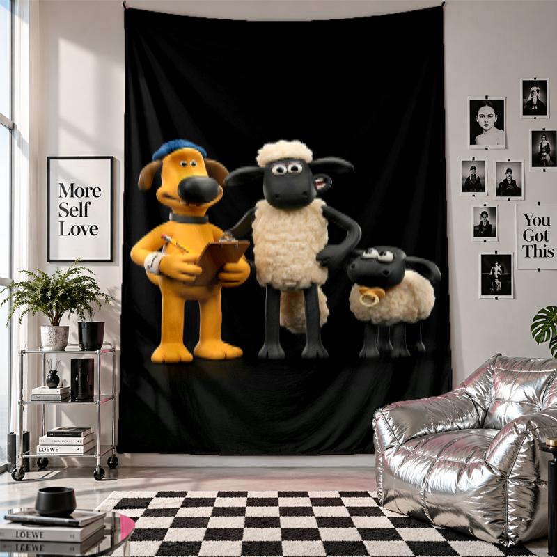 Wall TapestryShaun the Sheep Art Hanging Cloth Decorative Background Cover for Room Decoration
