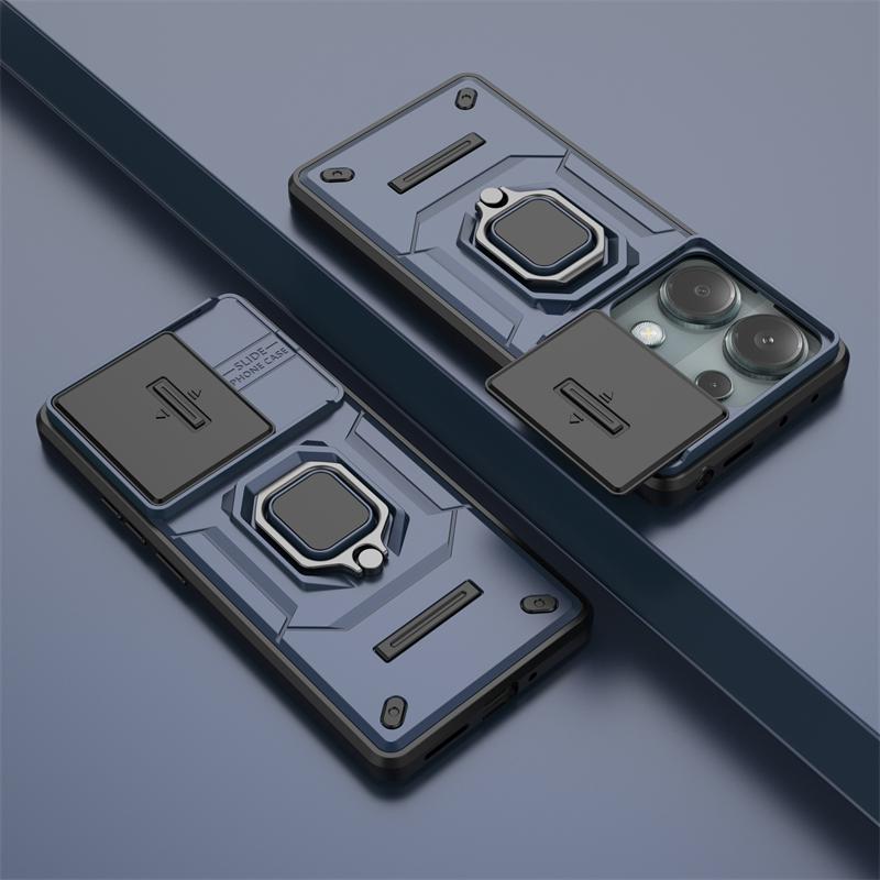 Für Redmi Note 13 Pro 4G Hülle Schiebekamera Ring Ständer Handyhülle Für Xiaomi Redmi Note13 Pro Note 13Pro 4G Armor Rückseite