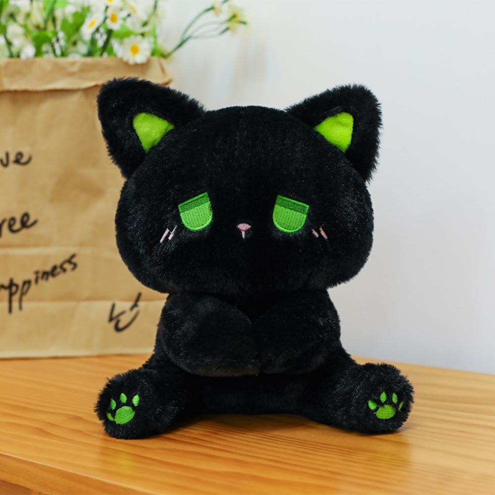 Comfortable Black Cat Plush Toy Emo Bear Stuffed Animal Doll Plush Bear Doll Toy  Throw Pillow