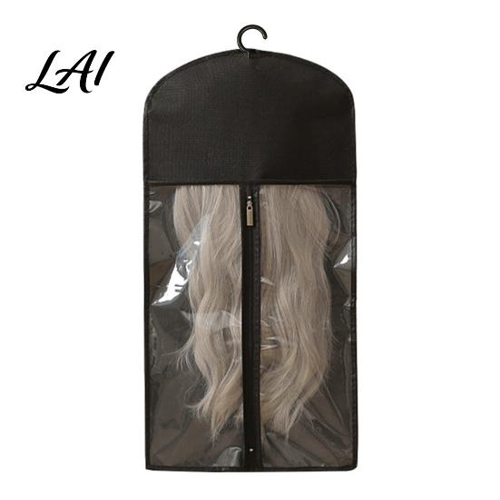 Zippered Wig Storage Bag Hanging with Hook Breathable Non-woven Fabric Dust-proof Organizer Protector Space Saving Portable Zipper Case for