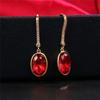 Huitan Simple and Elegant Red CZ Drop Earrings for Women Luxury Gold Color Female Earrings Fashion Versatile Jewelry WholesaleGood Product