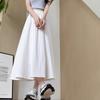 Women's Solid Color High-Waist Elastic Waist Slim-Fit Casual Midi Skirt - Versatile All-Match for Spring/Autumn