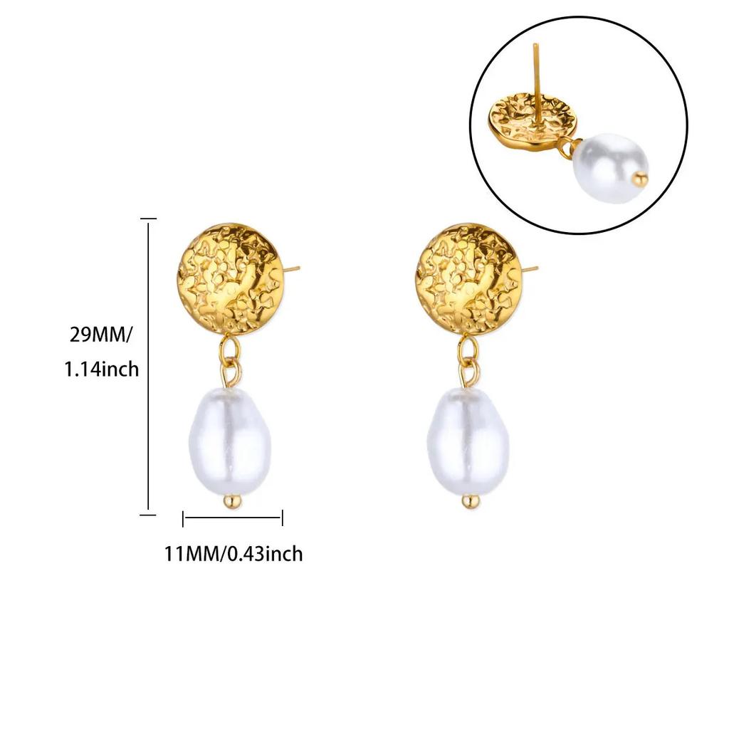 Fashion Temperament Butterfly Stainless Steel Temperament Geometric Pearl Earrings Trendy Personality Design Stud Earrings