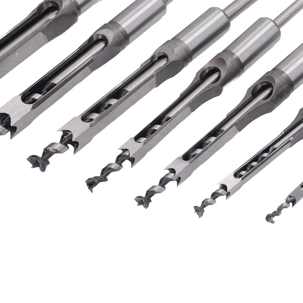 7pcs 1/4in 5/16in 3/8in 2/5in 1/2in 9/16in 5/8in Square Hole Drill Bit Woodworking