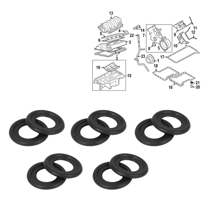 10pcs Black Car Oil Drain Plug Gaskets Auto Screw Sealing Gasket Car Engine Clips Pad Car Accessories for 12616850 3536966