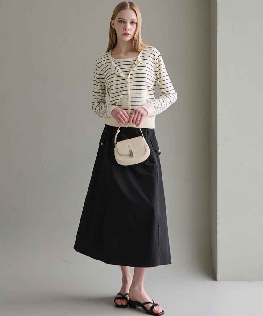 LUSIDA Rustling Pocket A-Line Skirt_2 Colors