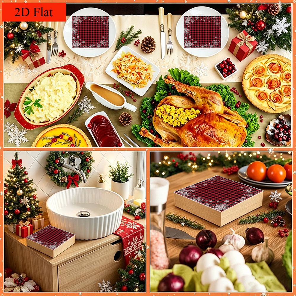 20pcs Disposable Napkins with Snowflake Pattern Print for Wedding,Parties,and Daily Use for Thanksgiving Fall Christmas Table Decoration