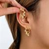 Fashion Personality Hollow Geometric Gold Color Petal Stud Earrings for Women Simple Versatile Daily Wear Jewelry Accessories