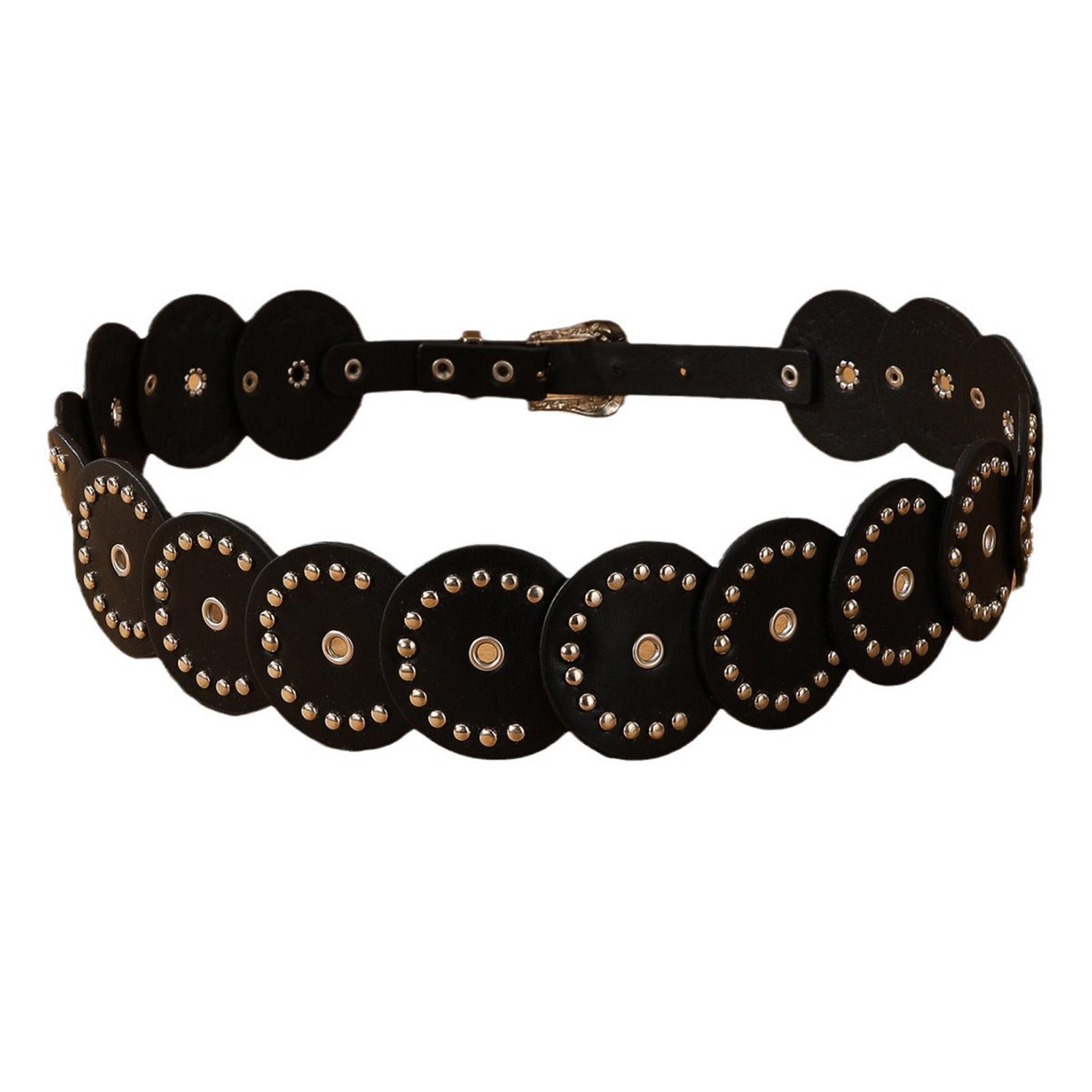 

Широкий пояс для женщин с люверсами, поясная цепочка с дисками, цепочка на живот для платья, пояс в стиле вестерн, цепочка на талию