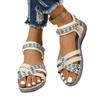 European and American large-size sandals summer new wedge heel Velcro women's shoes bohemian muffin shoes women