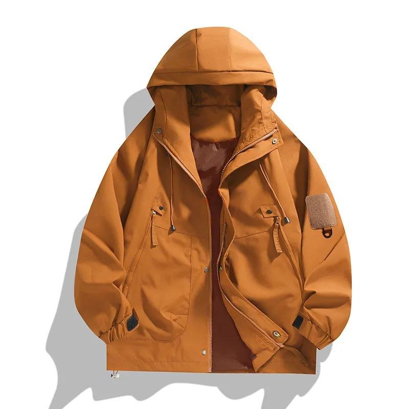 Spring Autumn Men's Hooded Jacket Outdoor Fishing Hiking Windprood Outwear Breathable Comfortable Zipper Pocket Jacket