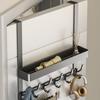 Strong Load-bearing Door Rear Storage Rack Double-layer No Drill Door Behind Coat Hook 5/6/7 Hooks Space Saving