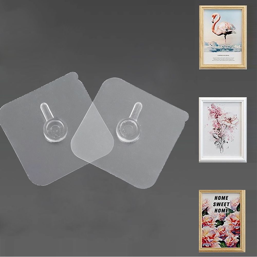 

Poster Transparent No Drill Wall Hanger Photo Frame Hook Storage Hanger Seamless Adhesive Hooks 4PCS