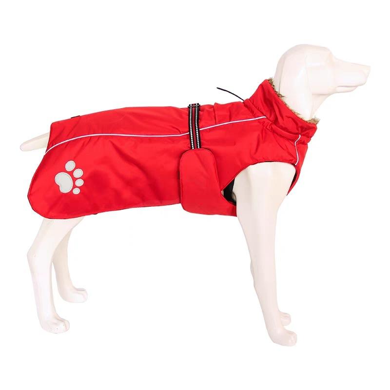

Waterproof Large Dog Jacket Winter Dogs Clothes Pets Fleece Clothing Warm Windproof Coat For Big Dogs Black Red Dog supplies L червоний