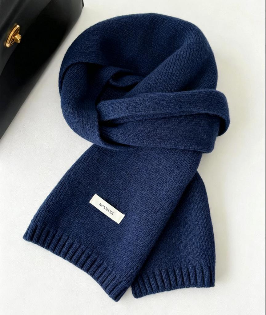 Autumn and winter new Australian 111 pure scarf women's solid color versatile warm knitted scarf light luxury high sense