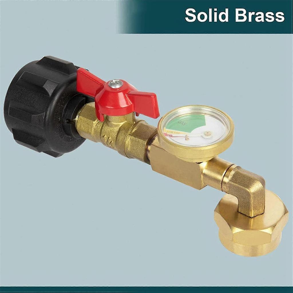 Propane Refill Adapter With Valve And Gauge, Fill 1 Lb Bottles From 20 Lb Tank, 90-degree Elbow Des