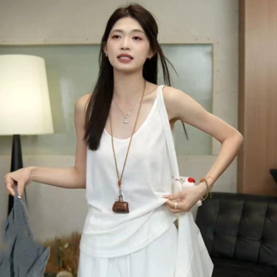 

95% Cotton Plus Size Camisole Tank Top - Women s Spring/Summer Style, Loose Fit, Belly Covering, Sleeveless Base Layer M (40-55 kg)