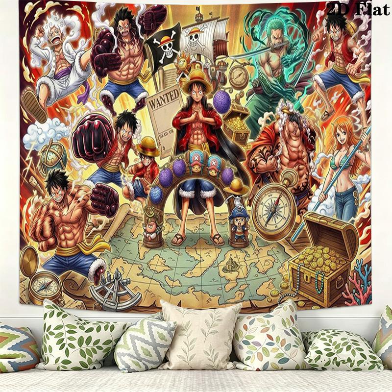 Anime One-Piece Wall Tapestry Aesthetic Wall Hanging Printed Fabric Blanket Decorative Tapestries for Bedroom Living Room Home Decor