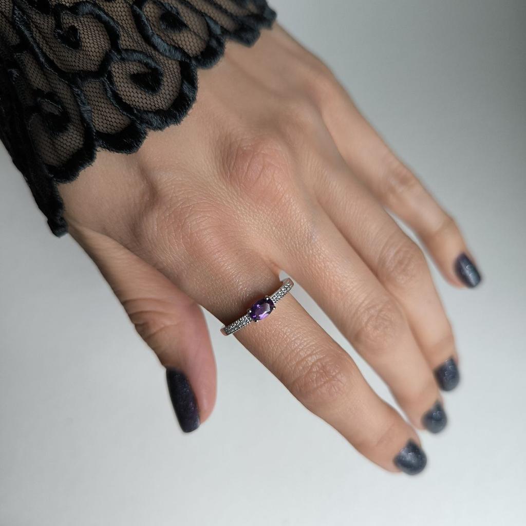 Silver Ring with Natural Amethyst 0.477ct, Item Weight 1.93 G (2179306)