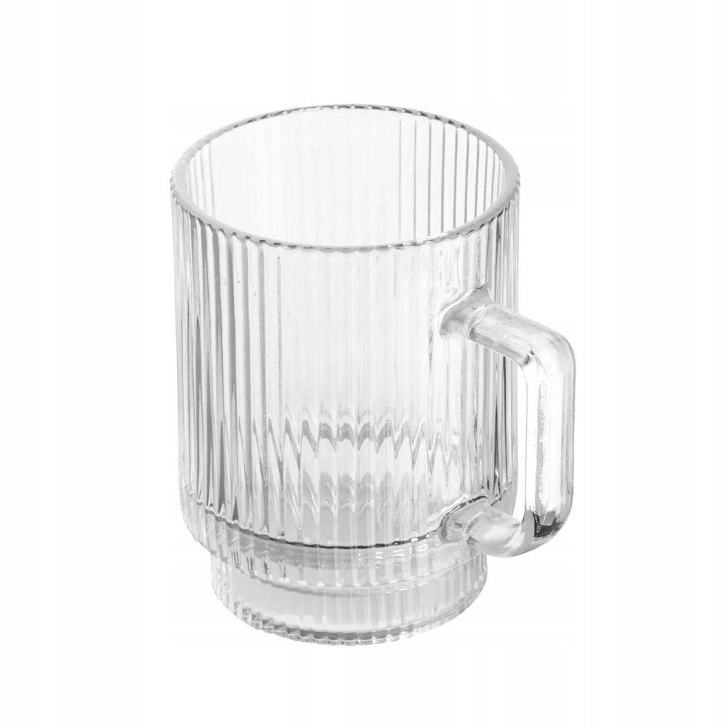 Kubek szklany prosty do kawy latte ryflowany 300ml 1szt Selena