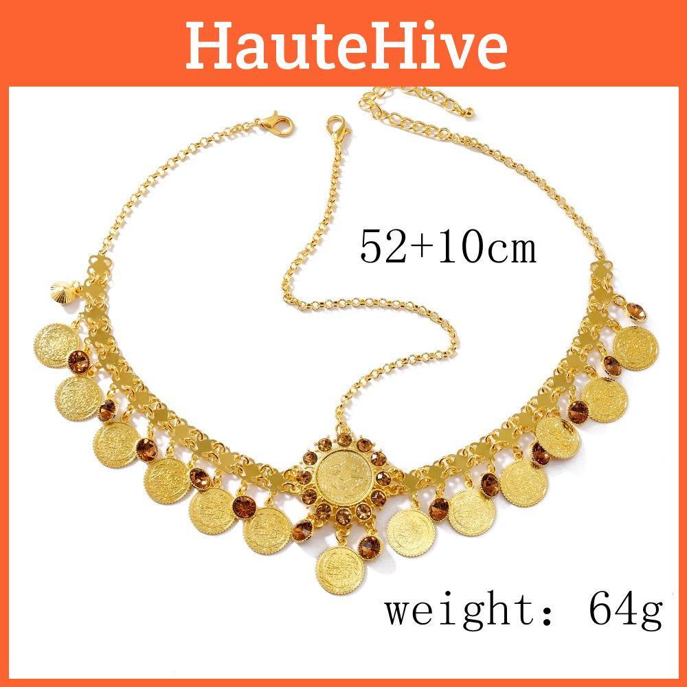 Simulation Fashion Gemstone Decoration Circular Tassel Design Gold Headwear