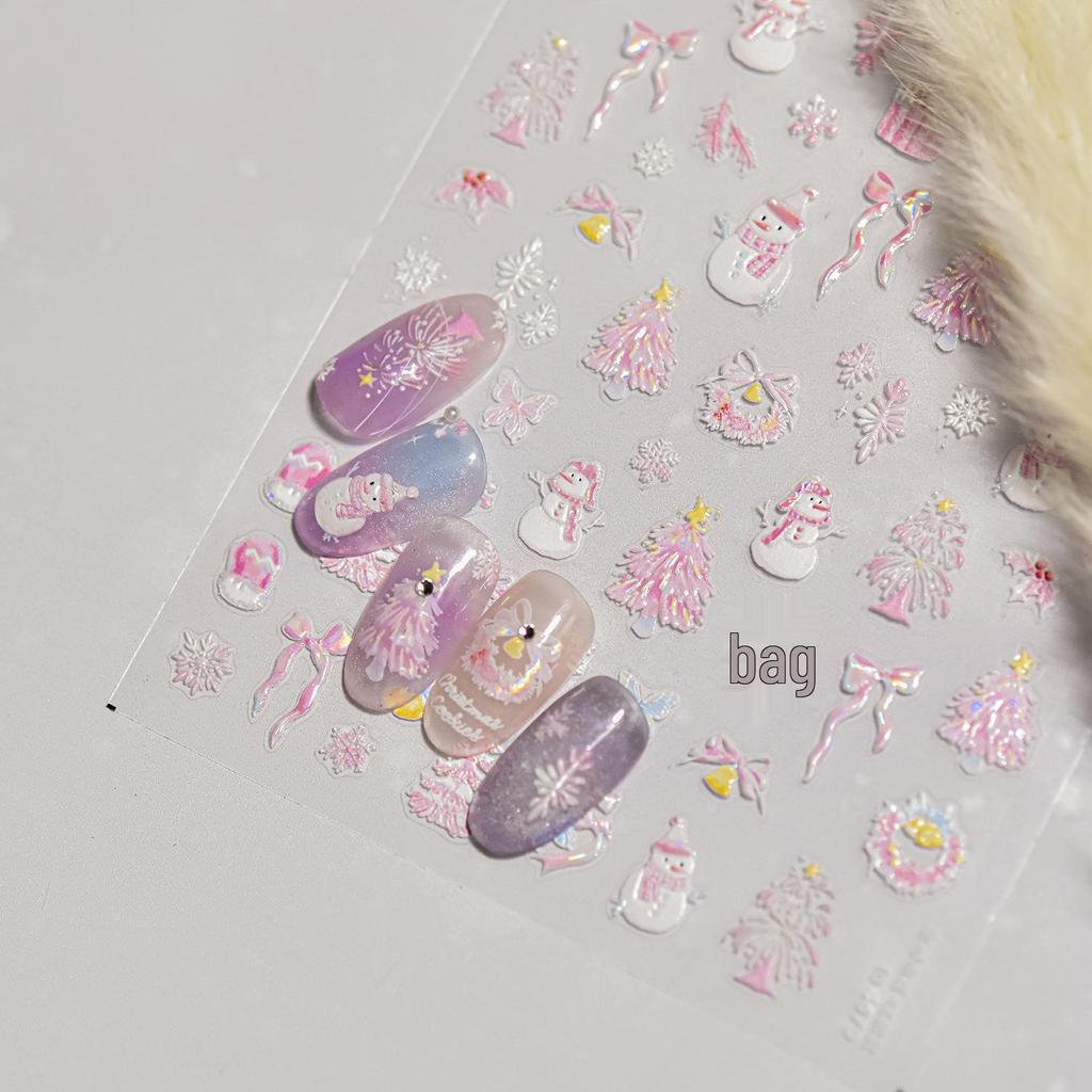 Tomoni Shell Light Pink Christmas Nail Stickers - Trendy Japanese Mix & Match Styles