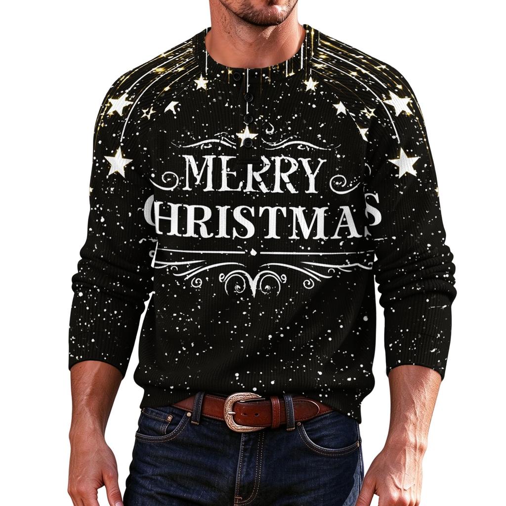 Men's Christmas Print Sweater for Holiday Party and Winter Wear