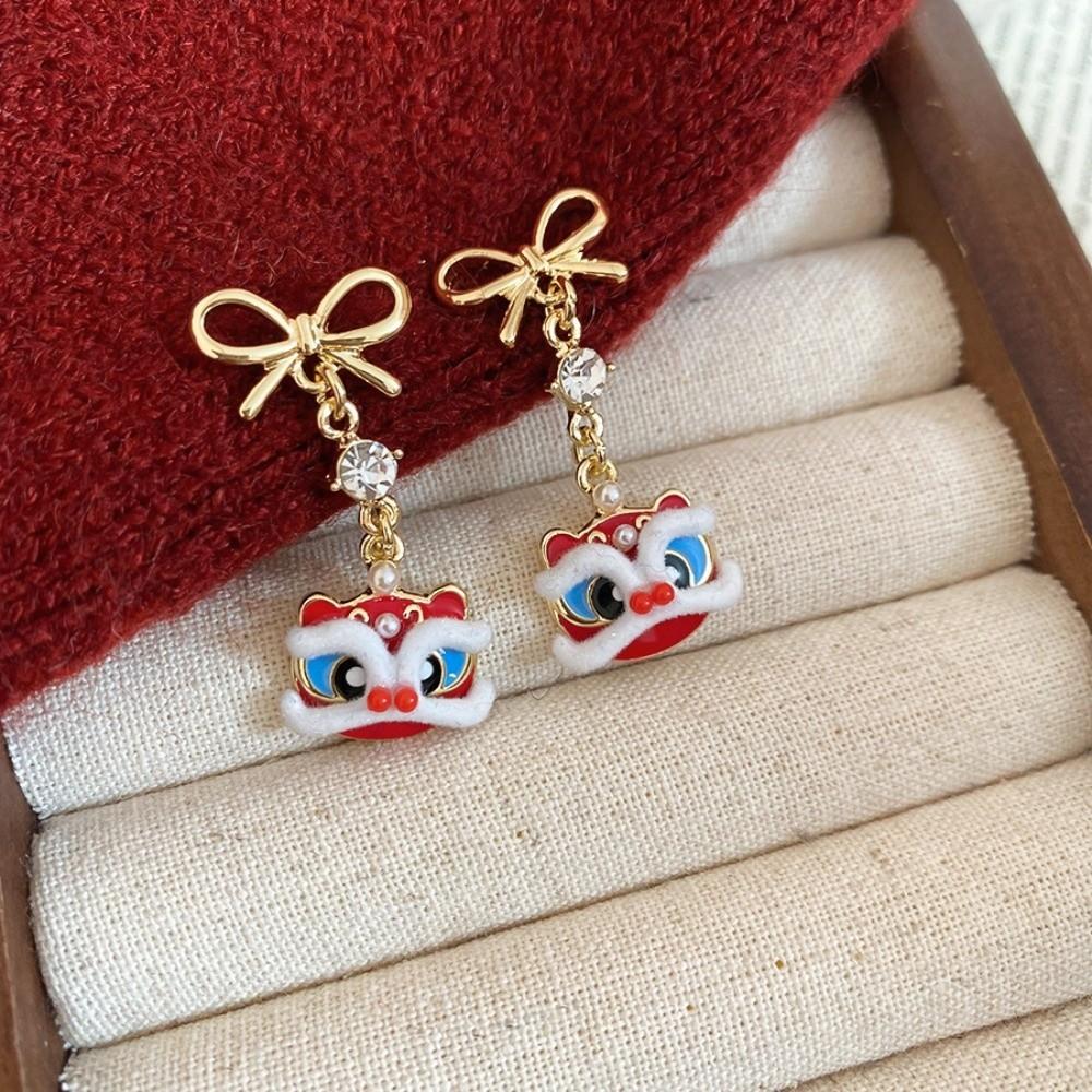 Awakened Lion Lion Dance Ear Studs Year of Horse Drop Earrings  Fashion Jewelry