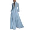 Spring New Arrival Women's Fashion Elegant Solid Color V-neck Splicing Long Dress for Leisure Wholesale