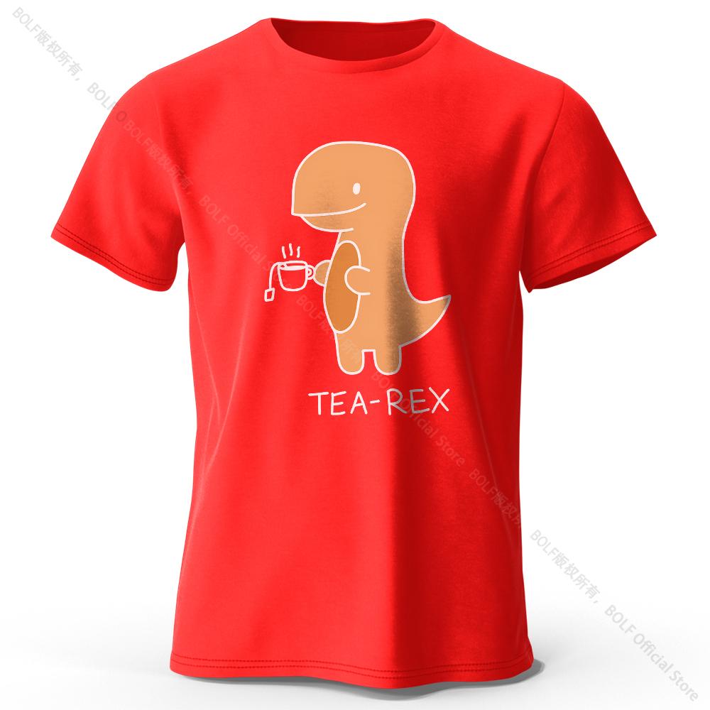 TeaRex Dinosaur Printed 100 Cotton TShirt Soft Breathable Round Neck Short Sleeve Tee Unisex Fun Quirky Style