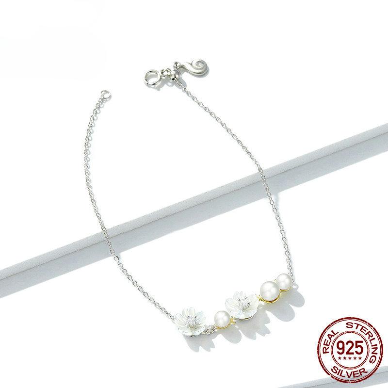 New Huakai S925 Silver Bracelet Plant Elements Adjustable Silver Bracelet