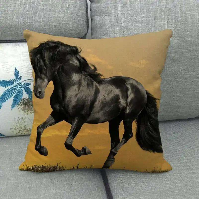 Horse Print Cushion Covers Home Decoration Animal Pillow Cases  Sofa Seat Chair Throw Pillows Linen Pillowslip Car Accessories
