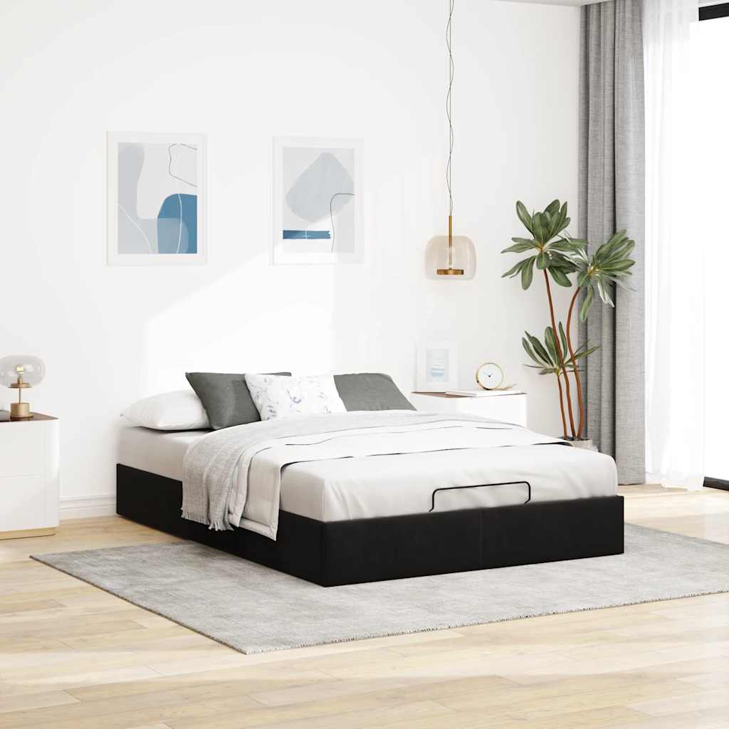 Ottoman Bed Without Mattress Black 140x200 Cm Velvet