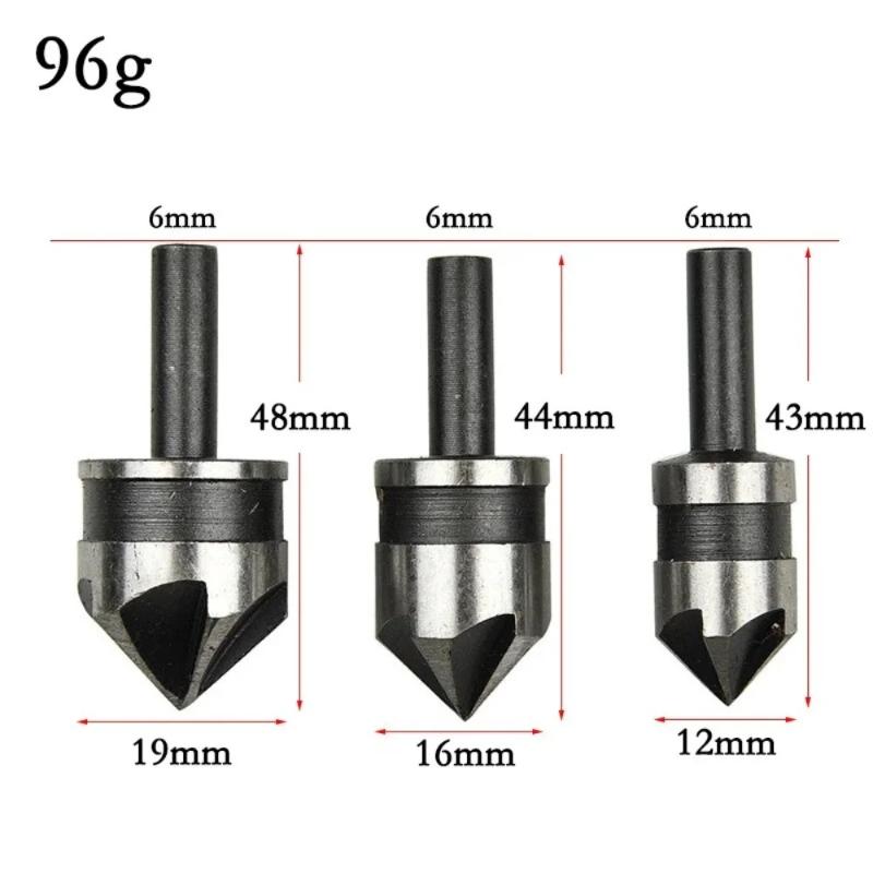 New carbon steel 90 degree round handle five blade chamfering tool three piece set deburring woodworking tool hole opener