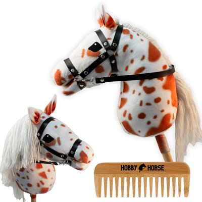 Hobby Horse Pferd an einem Stock Pferd Pferdekopf Pattoon Weiß und Rot + Kamm [M-Hobbyhorse8]