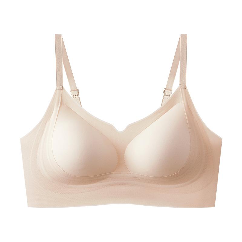 Ultra-thin Steel-free Rings Gather, Breathable and Seamless Women's Underwear, Ice Muscle Jelly Glue, Soft Support Bra Herbal