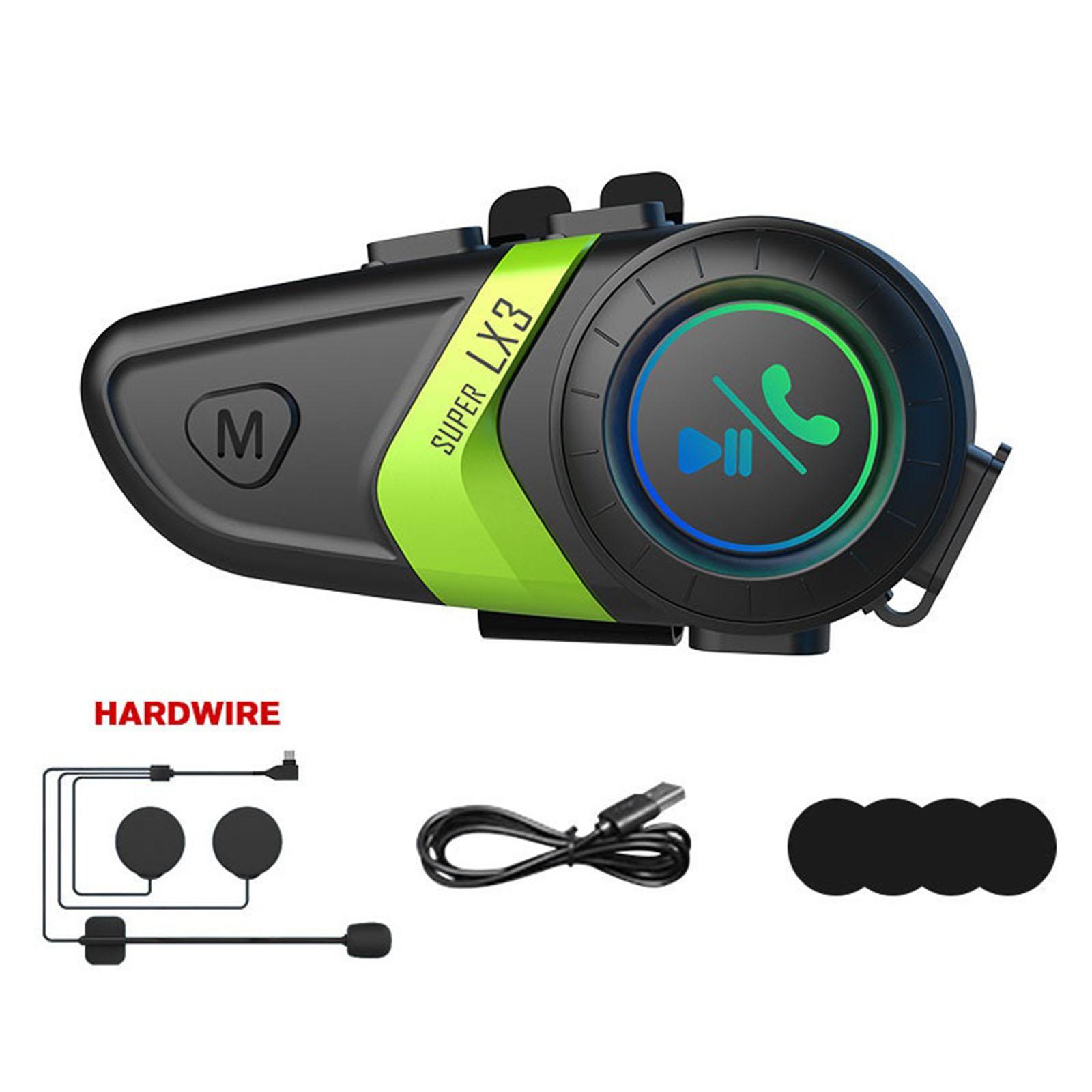 

Motorcycle Helmet Bluetoothcompatible Headset Handsfree Wireless Earphone Waterproof Headphones Music Player With Light зелёный