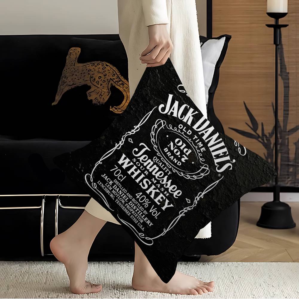 J-Jack D-Daniels LOGO Office Cushion Pillowcase Car Cushion Cover45X45CM Lumbar Pillowcase Sofa Pillowcover