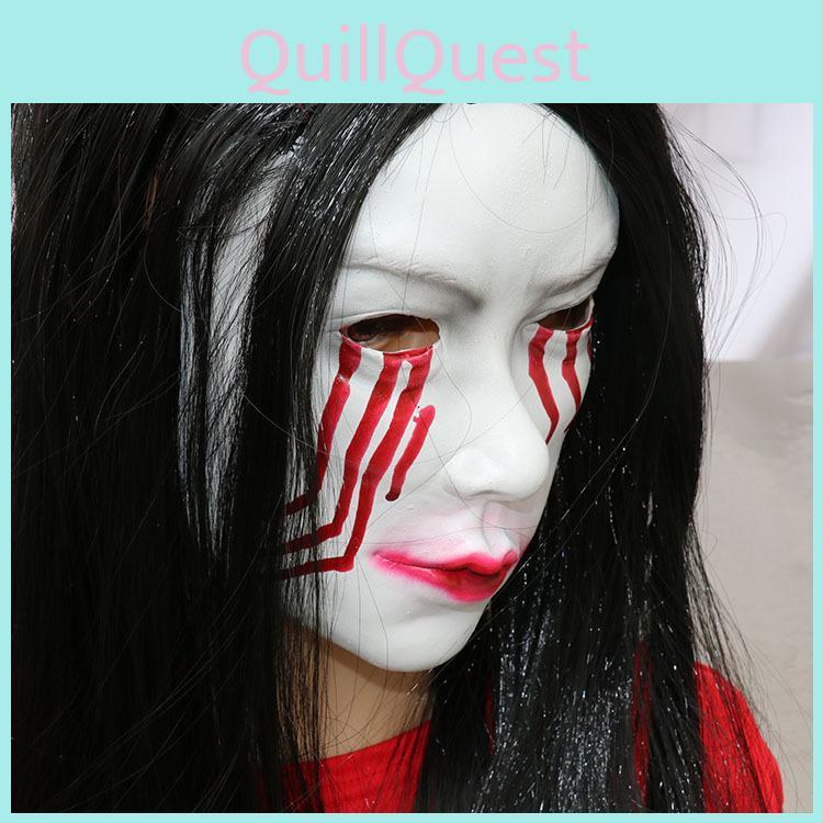 Eye Bleeding Sadako Mask Wig Cosplay Ghost Halloween Party Performance Stage
