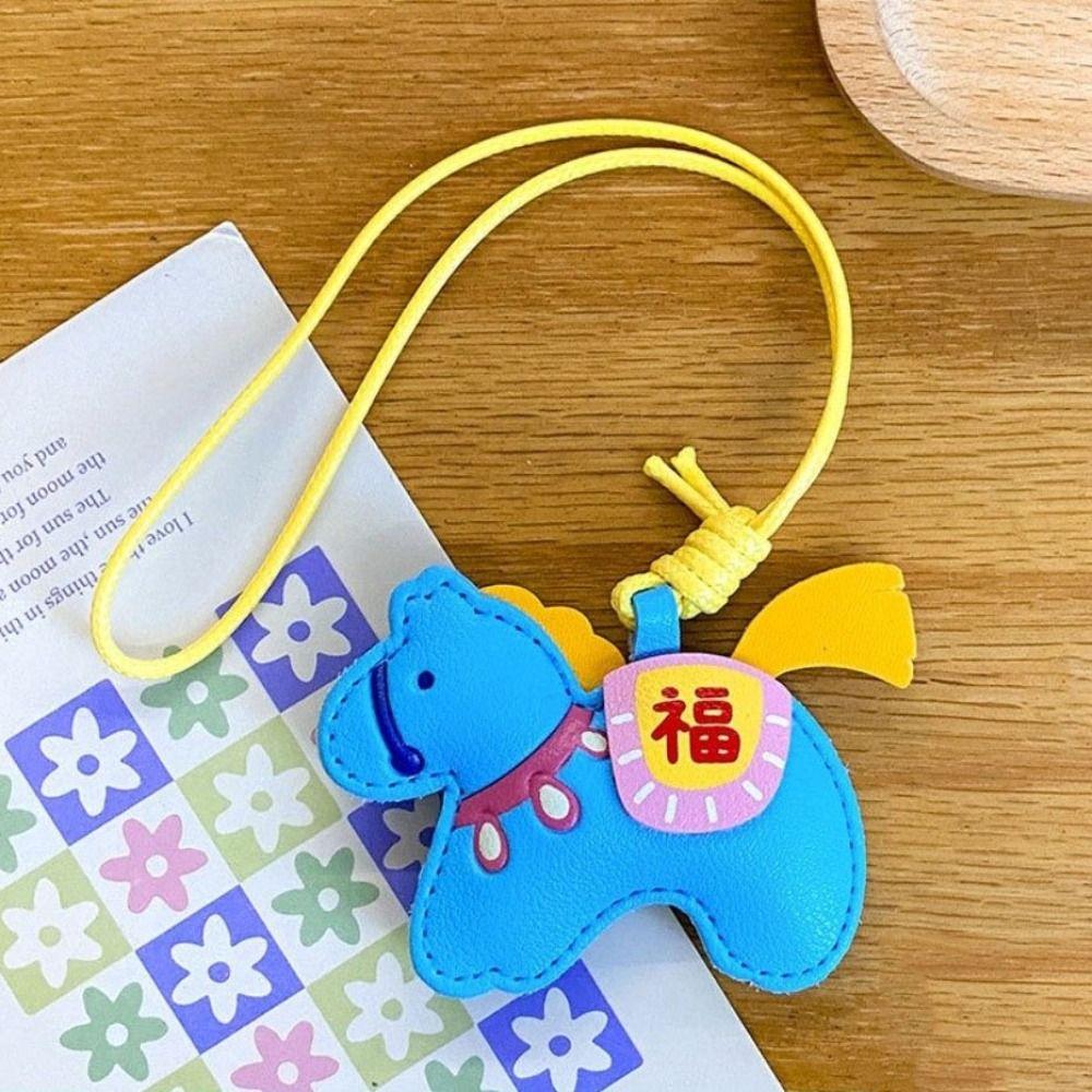 Leather Horse Keychain 2026 Year of Horse Zodiac Pony Bag Hanging Birthday Gift
