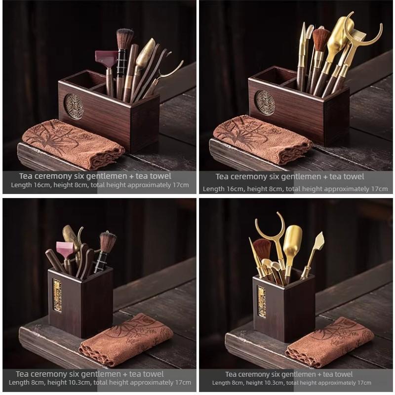 Chinese Tea Set 6 Pcs Tea Ceremony Tools with Scissor Tongs Gongfu Teaware Accessories Home Brewing Gift