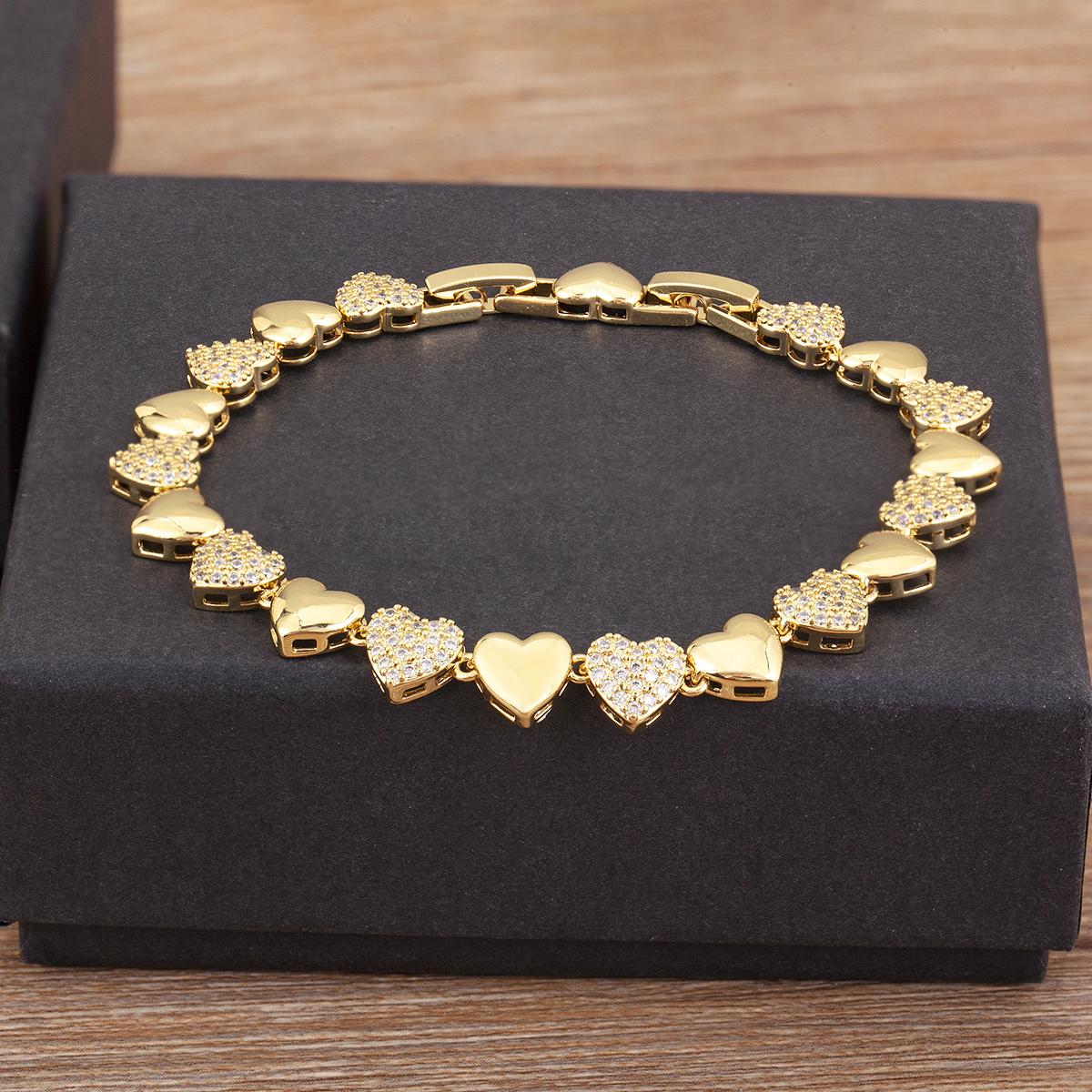 

Nidin High Quality Heart/Evil Eye Pave Shiny Crystal Zircon Bracelets For Women Female Light Luxury Jewelry Wedding Party Gifts