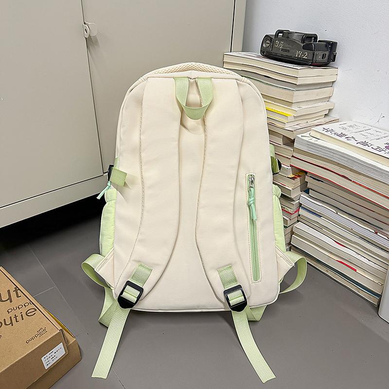 Color Block Women's Backpack Student's Large Capacity Schoolbag Travel Backpack
