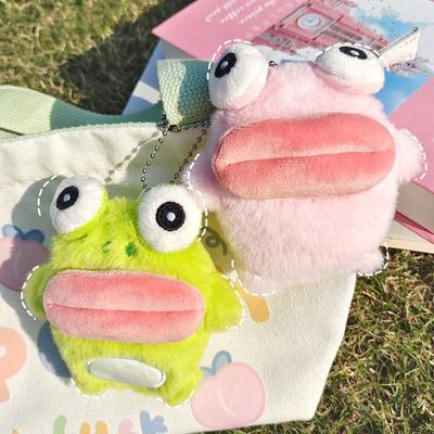 Chaveiro de sapo com boca de salsicha fofo, pingente de boneca de pelúcia de desenho animado, chaveiro de casal, mochila, decoração de bolsa de carro, presente de Natal