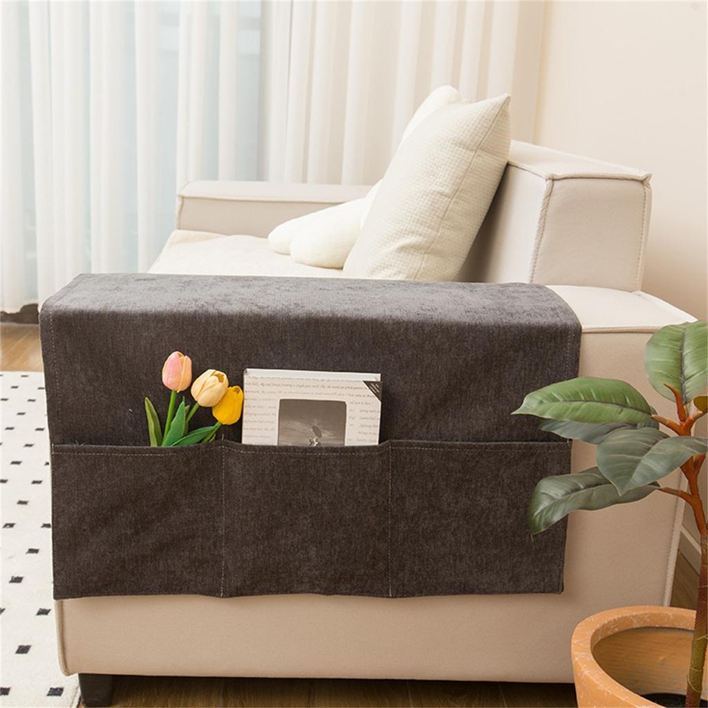 Sofa Armrest Organizer with 4 Pockets and Cup Holder Tray Couch Armchair Hanging Storage Bag for TV Remote Control Cellphone